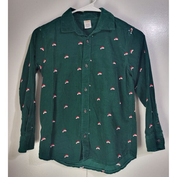 Gymboree Other - GYMBOREE Boys 4 Santa Hat Corduroy Button Up Dress Shirt Green Holiday Christmas